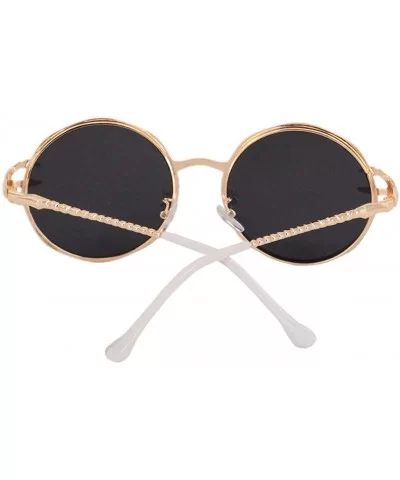 Stylish Round Pearl Decor Sunglasses UV Protection Metal Frame - Gold Frame Silver Lens - CG18U4628MM $19.93 Goggle