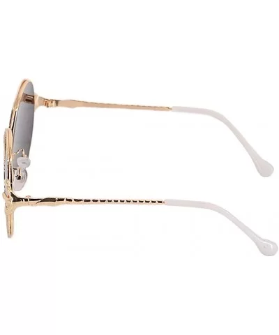 Stylish Round Pearl Decor Sunglasses UV Protection Metal Frame - Gold Frame Silver Lens - CG18U4628MM $19.93 Goggle