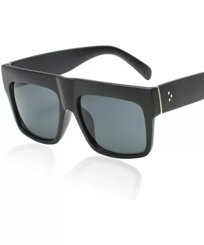 Lady Vintage Big Square Sunglasses Rivet Eyewear Flat Top Sun Glasses - Leopard Brown - C518U50Q8EL $27.25 Oval