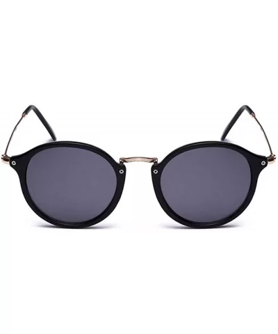 Round Sunglasses Retro - C7brightblack Silver - CD18HQ44ER8 $16.52 Goggle