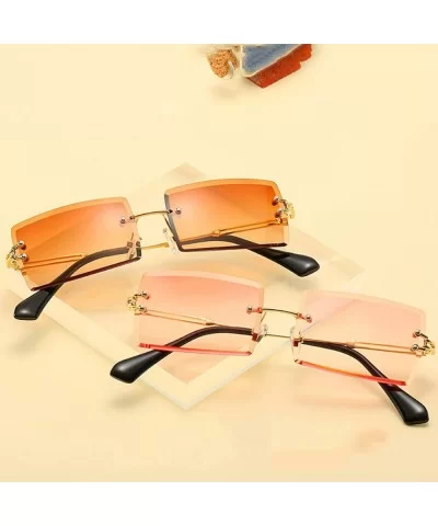 Fashion Popular RimlRectangle Sunglasses Women Men Shades Alloy Glasses UV400 O264 - Gold-brown - CX197A2RX3O $26.59 Oval