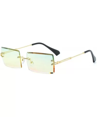 Fashion Popular RimlRectangle Sunglasses Women Men Shades Alloy Glasses UV400 O264 - Gold-brown - CX197A2RX3O $26.59 Oval