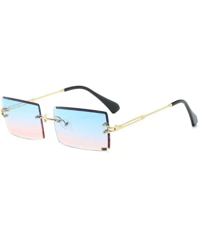 Fashion Popular RimlRectangle Sunglasses Women Men Shades Alloy Glasses UV400 O264 - Gold-brown - CX197A2RX3O $26.59 Oval