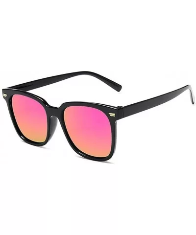 Women Square Sunglasses Vintage Rivet Sun Glasses Female Mirror Glasses Blue Pink UV400 - Clearpinkwhite - CB1902MH9RZ $13.00...