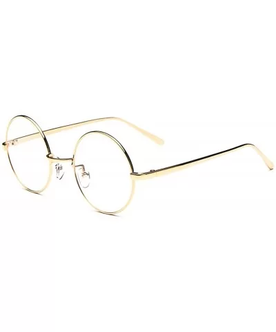 Oversized Vintage Round Retro Large Metal Frame Clear Lens Eyeglasses - Gold - C011U58LNMX $17.09 Wayfarer