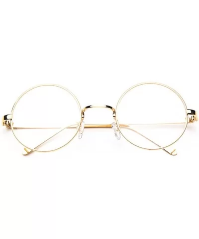 Oversized Vintage Round Retro Large Metal Frame Clear Lens Eyeglasses - Gold - C011U58LNMX $17.09 Wayfarer