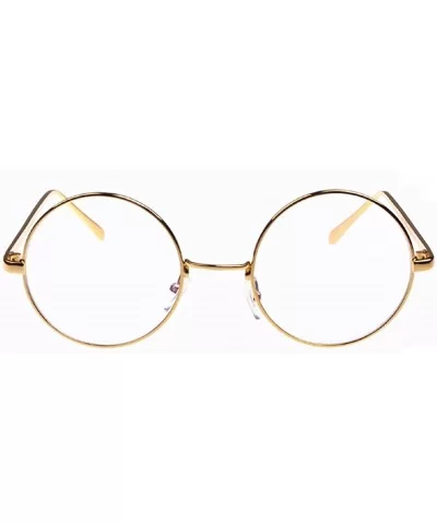 Oversized Vintage Round Retro Large Metal Frame Clear Lens Eyeglasses - Gold - C011U58LNMX $17.09 Wayfarer