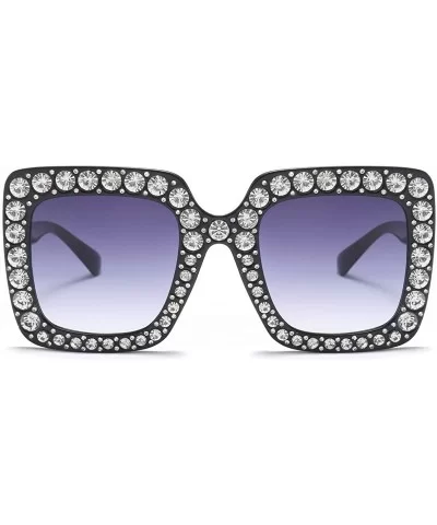 elton john oversized sunglasses for women crystal Diamond Rhinestone bling Thick Frame square glasses - CC19453G4UT $19.39 Sq...