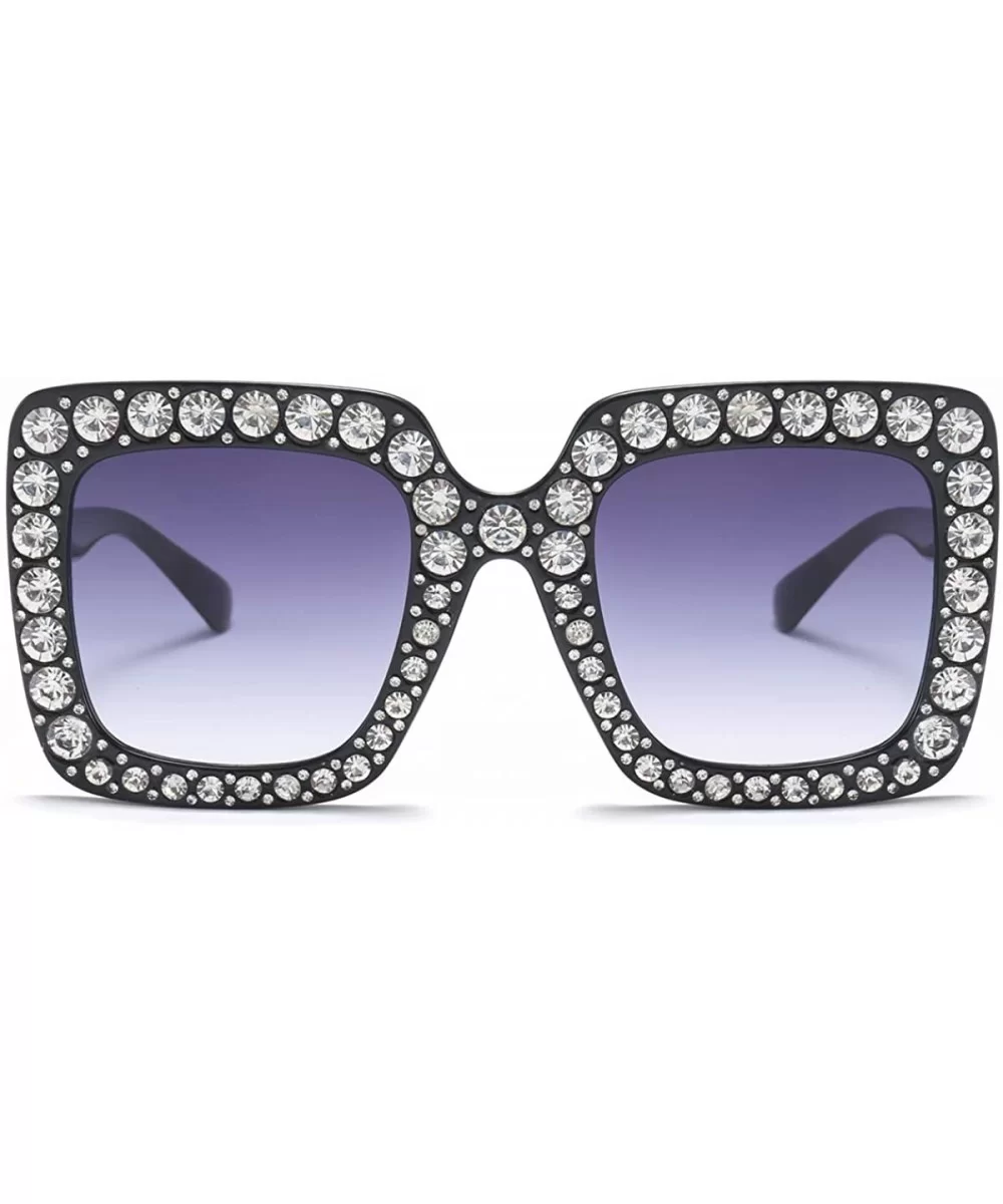 elton john oversized sunglasses for women crystal Diamond Rhinestone bling Thick Frame square glasses - CC19453G4UT $19.39 Sq...