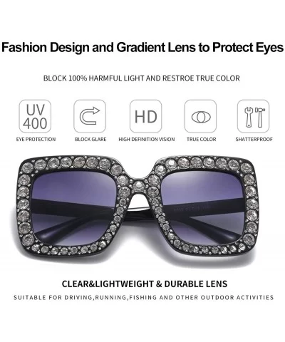 elton john oversized sunglasses for women crystal Diamond Rhinestone bling Thick Frame square glasses - CC19453G4UT $19.39 Sq...