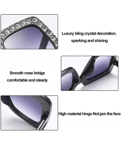 elton john oversized sunglasses for women crystal Diamond Rhinestone bling Thick Frame square glasses - CC19453G4UT $19.39 Sq...