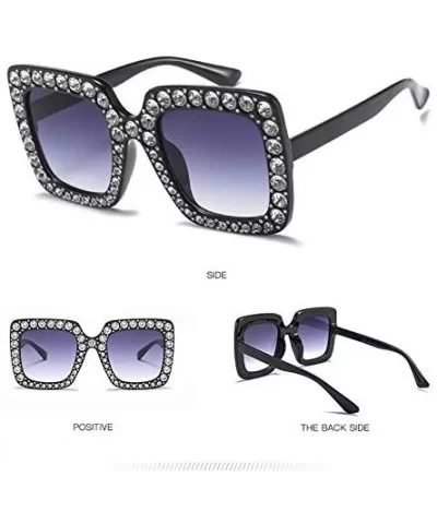 elton john oversized sunglasses for women crystal Diamond Rhinestone bling Thick Frame square glasses - CC19453G4UT $19.39 Sq...