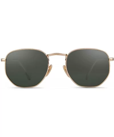 Hexagonal Polarized Sunglasses for Men and Women - Gold Frame/G15 Polarized Lens - CU18I8I6N39 $15.77 Oval