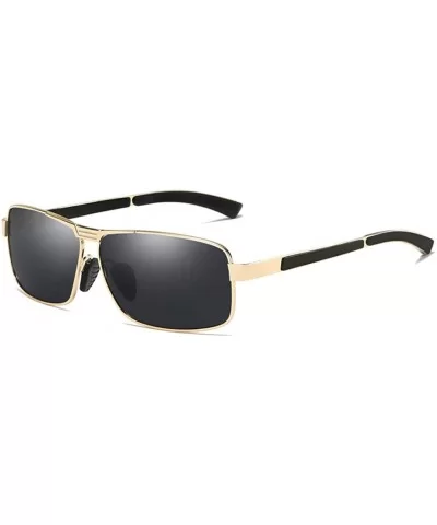 Sunglasses Polarized Antiglare Anti ultraviolet Travelling - Golden Frame Black Lens - CY18WT4OKKU $41.67 Square