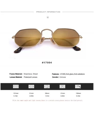 Polarized Metal Polygon Sunglasses Stainless Steel Frames Geometric Hexagonal Lens Shade For Women Men - CY182LCS5DN $19.07 S...