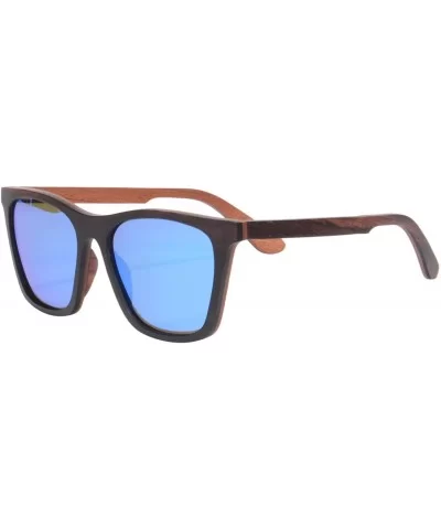 Ebony and Red Sandalwood Sunglasses Polarized UV400 Protective Eyewear-73022 - Ebony-red Sandalwood- Ice Blue - CS17Z3D8HOT $...