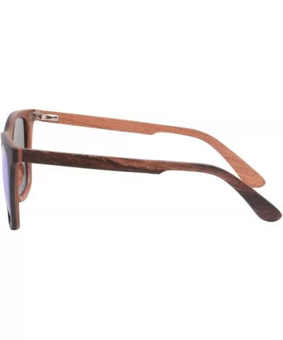 Ebony and Red Sandalwood Sunglasses Polarized UV400 Protective Eyewear-73022 - Ebony-red Sandalwood- Ice Blue - CS17Z3D8HOT $...