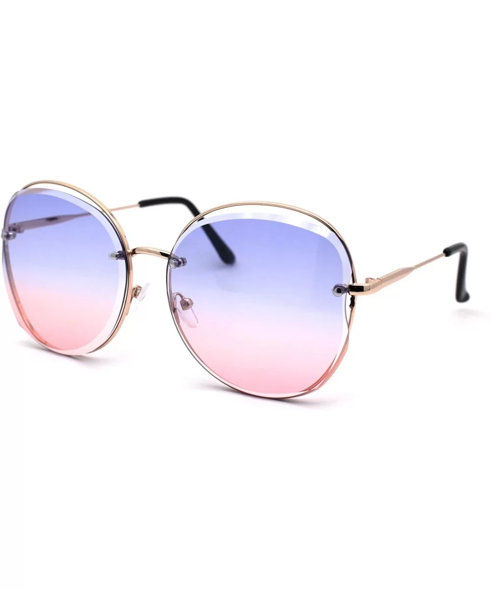 Womens Exposed Lens Butterfly Diva Fashion Sunglasses - Gold Blue Pink - CS1972LCCEL $16.95 Butterfly