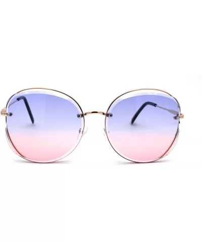 Womens Exposed Lens Butterfly Diva Fashion Sunglasses - Gold Blue Pink - CS1972LCCEL $16.95 Butterfly