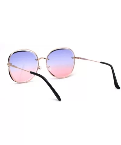 Womens Exposed Lens Butterfly Diva Fashion Sunglasses - Gold Blue Pink - CS1972LCCEL $16.95 Butterfly