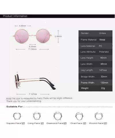 Round Retro Sunglasses Men Women Vintage Small Circle Sun Glasses - A-gold Frame/Pink Mirrored Polarized Lens - CE18K4E9WMQ $...