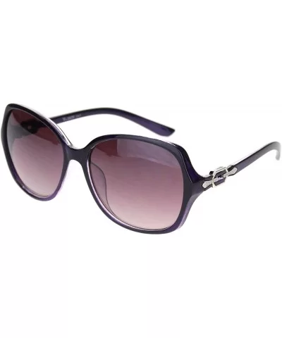 Womens 90s Jewel Chain Buckle Rectangle Butterfly Sunglasses - Purple Gradient Brown - CQ18NWR32KU $17.54 Butterfly