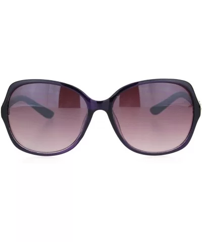 Womens 90s Jewel Chain Buckle Rectangle Butterfly Sunglasses - Purple Gradient Brown - CQ18NWR32KU $17.54 Butterfly