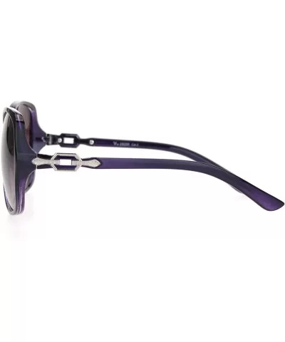 Womens 90s Jewel Chain Buckle Rectangle Butterfly Sunglasses - Purple Gradient Brown - CQ18NWR32KU $17.54 Butterfly