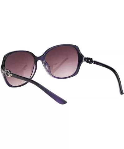 Womens 90s Jewel Chain Buckle Rectangle Butterfly Sunglasses - Purple Gradient Brown - CQ18NWR32KU $17.54 Butterfly