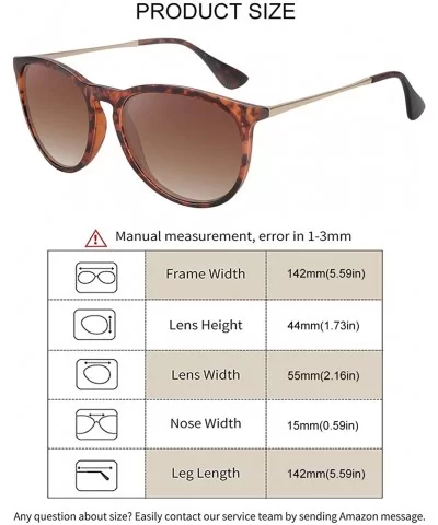 Polarized Sunglasses for Women Vintage Retro Round Mirrored Lens - Leopard Frame Gradient Brown Lens - CX198S9YO8C $21.36 Round