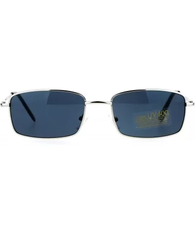 Mens Snug Minimal Narrow Rectangular Metal Rim Sunglasses - Silver - CV12K07SFSN $12.98 Rectangular