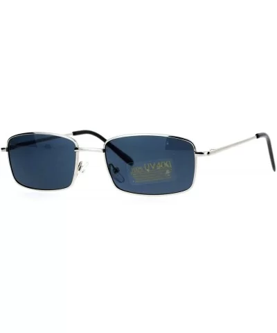 Mens Snug Minimal Narrow Rectangular Metal Rim Sunglasses - Silver - CV12K07SFSN $12.98 Rectangular