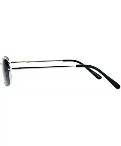 Mens Snug Minimal Narrow Rectangular Metal Rim Sunglasses - Silver - CV12K07SFSN $12.98 Rectangular