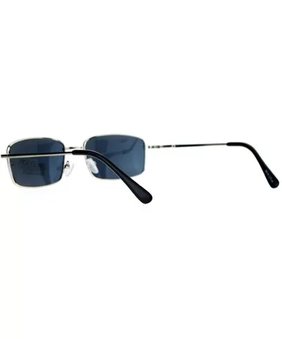 Mens Snug Minimal Narrow Rectangular Metal Rim Sunglasses - Silver - CV12K07SFSN $12.98 Rectangular