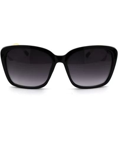 Womens Mod Minimal Butterfly Designer Sunglasses - Black Gold Smoke - CH18WHQ62YG $16.62 Rectangular