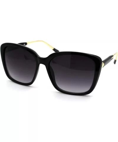 Womens Mod Minimal Butterfly Designer Sunglasses - Black Gold Smoke - CH18WHQ62YG $16.62 Rectangular