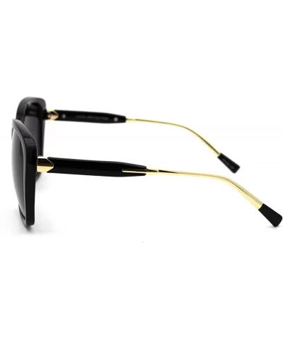 Womens Mod Minimal Butterfly Designer Sunglasses - Black Gold Smoke - CH18WHQ62YG $16.62 Rectangular