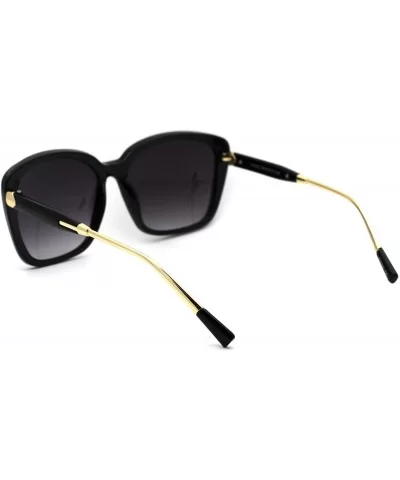 Womens Mod Minimal Butterfly Designer Sunglasses - Black Gold Smoke - CH18WHQ62YG $16.62 Rectangular