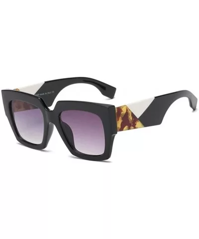 Oversized Square Sunglasses for Women UV400 - C1 Black Gray - CX198G82O69 $16.95 Oversized
