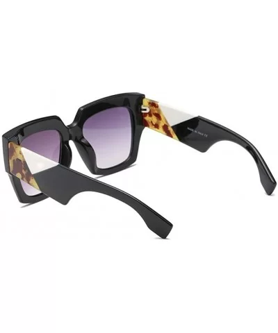 Oversized Square Sunglasses for Women UV400 - C1 Black Gray - CX198G82O69 $16.95 Oversized