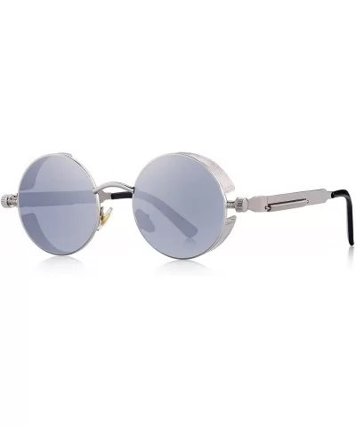 Gothic Steampunk Sunglasses for Women Men Round Lens Metal Frame S567 - Silver Mirror - CK17XE76OO0 $20.86 Round