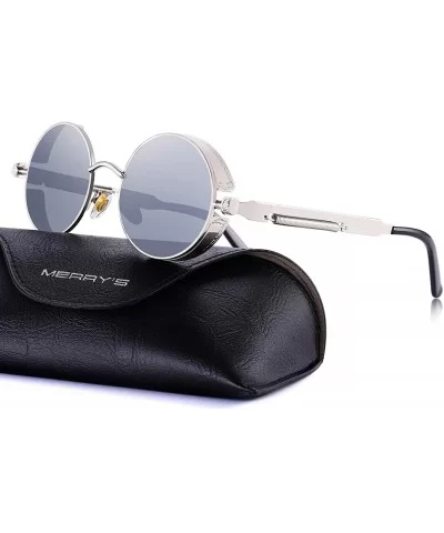 Gothic Steampunk Sunglasses for Women Men Round Lens Metal Frame S567 - Silver Mirror - CK17XE76OO0 $20.86 Round