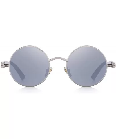 Gothic Steampunk Sunglasses for Women Men Round Lens Metal Frame S567 - Silver Mirror - CK17XE76OO0 $20.86 Round