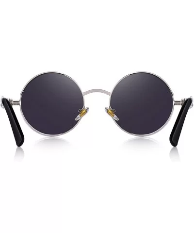 Gothic Steampunk Sunglasses for Women Men Round Lens Metal Frame S567 - Silver Mirror - CK17XE76OO0 $20.86 Round