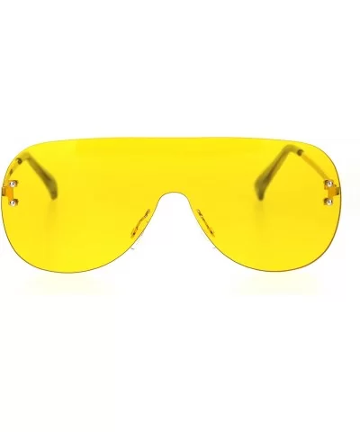 Minimal Shield Rimless Futuristic Large Racer Pilots Sunglasses - Yellow - CH18SX4SLUA $17.71 Shield