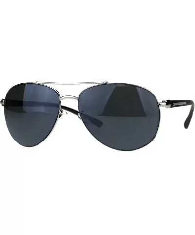 Designer Exposed Lens Officer Pilots Luxury Fashion Sunglasses - Silver Black - C2189I8YY3W $13.59 Round