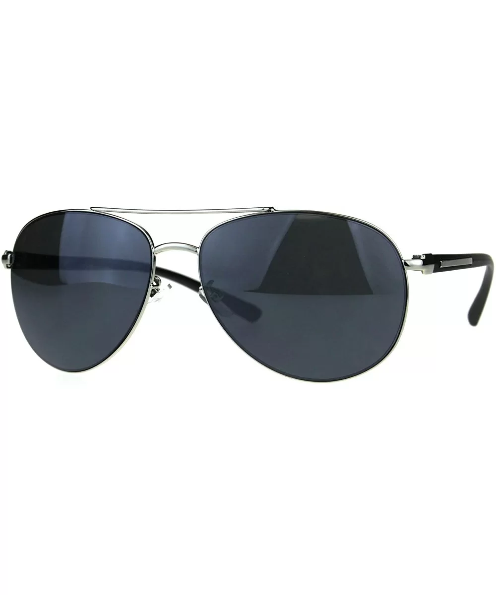 Designer Exposed Lens Officer Pilots Luxury Fashion Sunglasses - Silver Black - C2189I8YY3W $13.59 Round