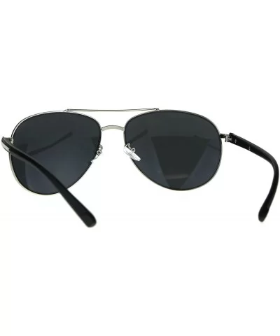 Designer Exposed Lens Officer Pilots Luxury Fashion Sunglasses - Silver Black - C2189I8YY3W $13.59 Round