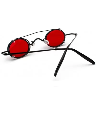 Tiny Sunglasses Men Clip On Round Retro Sun Glasses for Women Summer 2018 - Black With Red - CQ18E7NN9I9 $18.02 Oval