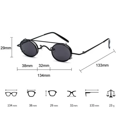 Tiny Sunglasses Men Clip On Round Retro Sun Glasses for Women Summer 2018 - Black With Red - CQ18E7NN9I9 $18.02 Oval